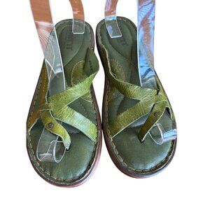 Børn Womens Forest Green Leather Sandals Size 8 M Comfort Casual Boho Hippie